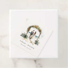 Floral Wedding Arch Coastal Beach Seascape Wedding Bedankjes Labels