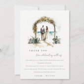 Floral Wedding Arch Coastal Beach Seascape Wedding Bedankkaart (Voorkant)