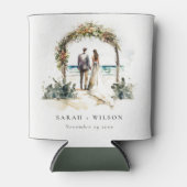 Floral Wedding Arch Coastal Beach Seascape Wedding Blikjeskoeler (Voorkant)