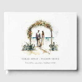 Floral Wedding Arch Coastal Beach Seascape Wedding Gastenboek