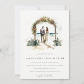 Floral Wedding Arch Coastal Beach Seascape Wedding Kaart (Voorkant)
