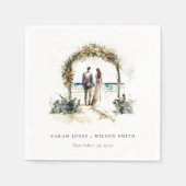 Floral Wedding Arch Coastal Beach Seascape Wedding Servet (Voorkant)
