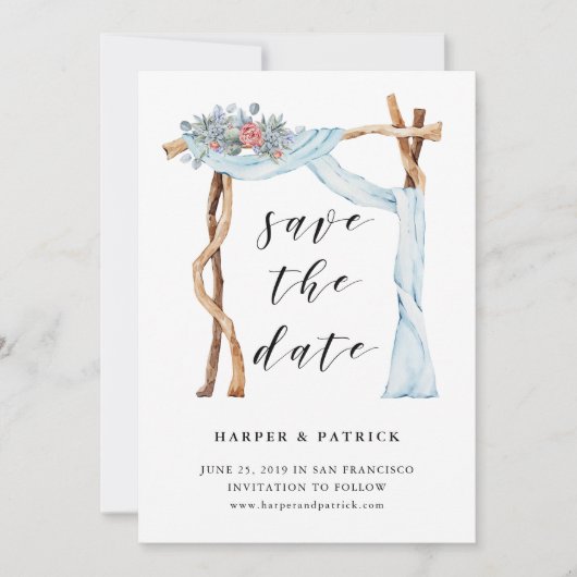 Floral Wedding Arch | Waterverf De datum opslaan Save The Date (Voorkant)