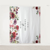 Floral Wedding Backdrop, Photo Booth Sign Wandkleed (Voorkant)