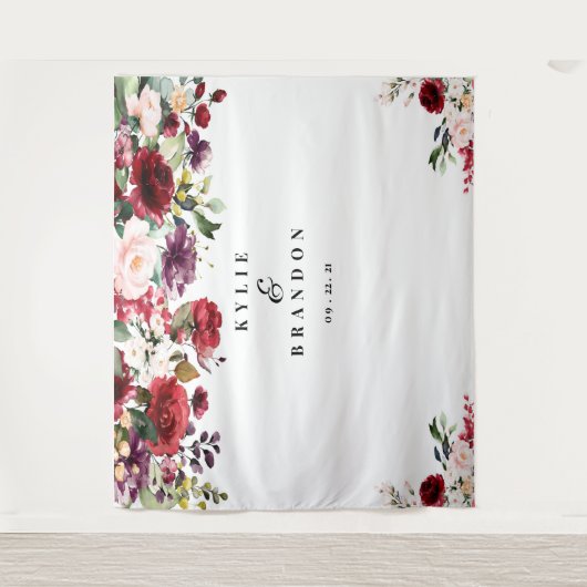 Floral Wedding Backdrop, Photo Booth Sign Wandkleed (Voorkant)