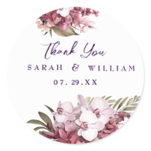 Floral Wedding Bedankt Classic ronde Stickers