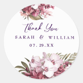 Floral Wedding Bedankt Classic ronde Stickers