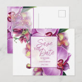 Floral Wedding Bewaar de datum Foto & QR-code Aankondigingskaart (Voorkant / Achterkant)