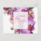 Floral Wedding Bewaar de datum Foto & QR-code Aankondigingskaart (Voorkant)