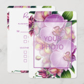 Floral Wedding Bewaar de datum met foto Informatiekaartje (Voorkant / Achterkant)