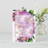 Floral Wedding Bewaar de datum met foto Informatiekaartje (Staand voorkant)
