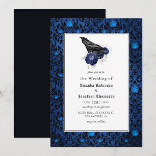 Floral Wedding Black and Blue Gothic Kaart