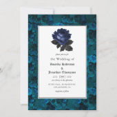 Floral Wedding Black and Blue Gothic Kaart (Voorkant)