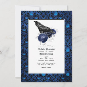 Floral Wedding Black and Blue Gothic Kaart