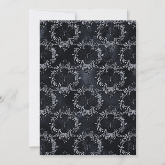 Floral Wedding Black and Blue Gothic Kaart (Achterkant)