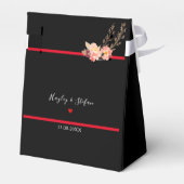 Floral Wedding Black and Red Modern Waterverf Bedankdoosjes (Achterkant)