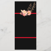 Floral Wedding Black and Red Modern Waterverf Menu (Achterkant)