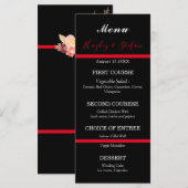Floral Wedding Black and Red Modern Waterverf Menu (Voorkant / Achterkant)