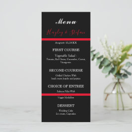 Floral Wedding Black and Red Modern Waterverf Menu