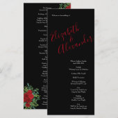 Floral Wedding Black and Red Peony Roos Menu (Voorkant / Achterkant)