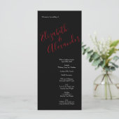 Floral Wedding Black and Red Peony Roos Menu (Staand voorkant)