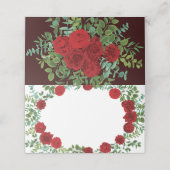 Floral Wedding Black and Red Peony Roos Plaatskaartje (Buitenkant ongevouwen)