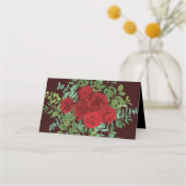 Floral Wedding Black and Red Peony Roos Plaatskaartje (Achterkant)