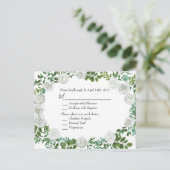 Floral Wedding Black and White Rose Briefkaart (Staand voorkant)