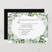 Floral Wedding Black and White Rose Briefkaart (Voorkant / Achterkant)