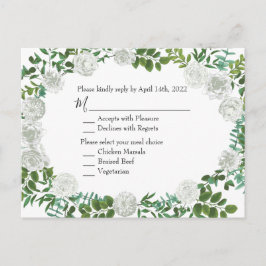 Floral Wedding Black and White Rose Briefkaart