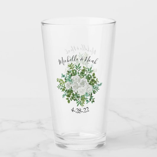 Floral Wedding Black and White Rose Glas (Voorkant)