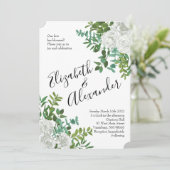 Floral Wedding Black and White Rose Kaart (Staand voorkant)