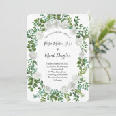 Floral Wedding Black and White Rose Kaart (Staand voorkant)