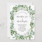 Floral Wedding Black and White Rose Kaart (Voorkant)