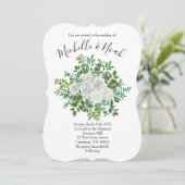 Floral Wedding Black and White Rose Kaart (Staand voorkant)