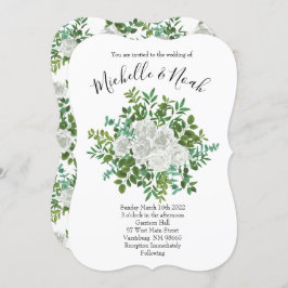 Floral Wedding Black and White Rose Kaart