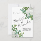 Floral Wedding Black and White Rose Kaart (Voorkant)