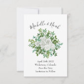 Floral Wedding Black and White Rose Kaart (Voorkant)