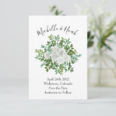 Floral Wedding Black and White Rose Kaart (Staand voorkant)