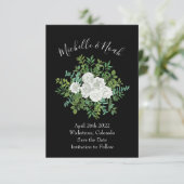 Floral Wedding Black and White Rose Kaart (Staand voorkant)