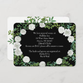 Floral Wedding Black and White Rose Kaart (Voorkant / Achterkant)