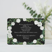 Floral Wedding Black and White Rose Kaart (Staand voorkant)