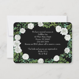 Floral Wedding Black and White Rose Kaart