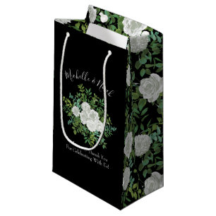 Floral Wedding Black and White Rose Klein Cadeauzakje