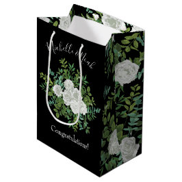 Floral Wedding Black and White Rose Medium Cadeauzakje