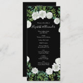 Floral Wedding Black and White Rose Menu (Voorkant / Achterkant)