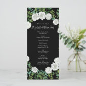 Floral Wedding Black and White Rose Menu (Staand voorkant)