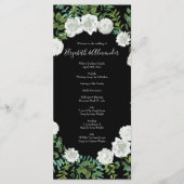 Floral Wedding Black and White Rose Menu (Voorkant)