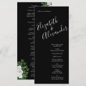 Floral Wedding Black and White Rose Menu (Voorkant / Achterkant)