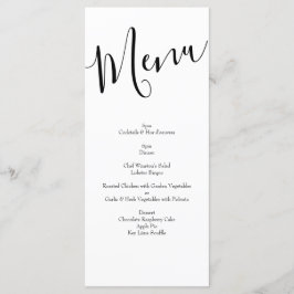Floral Wedding Black and White Rose Menu